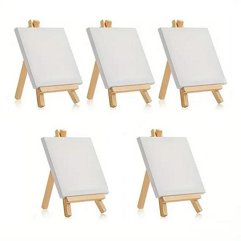6Set Mini Canvases White Stretched Blank Sandpieces for Painting Art Supplies Package