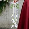 Stylish White Calla Lilies And Pearls Bridal Bouquets Photo Shoot Accessories For Wedding Parties And Sophisticated Decors