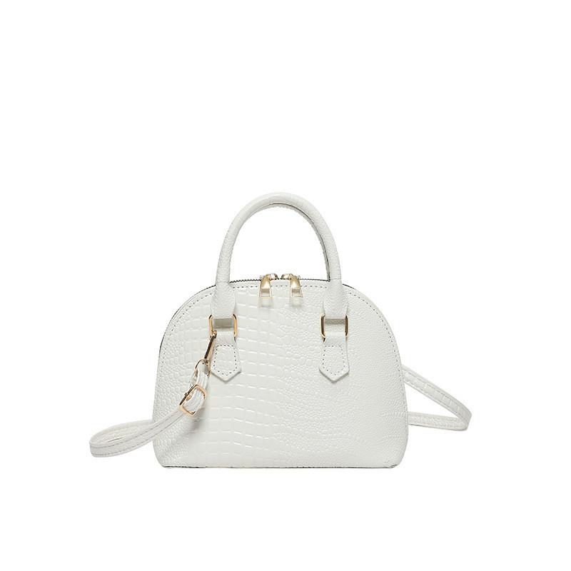 Белая ретро сумка-ракушка уличная мода материал ПУ маленький размер сумка через плечо