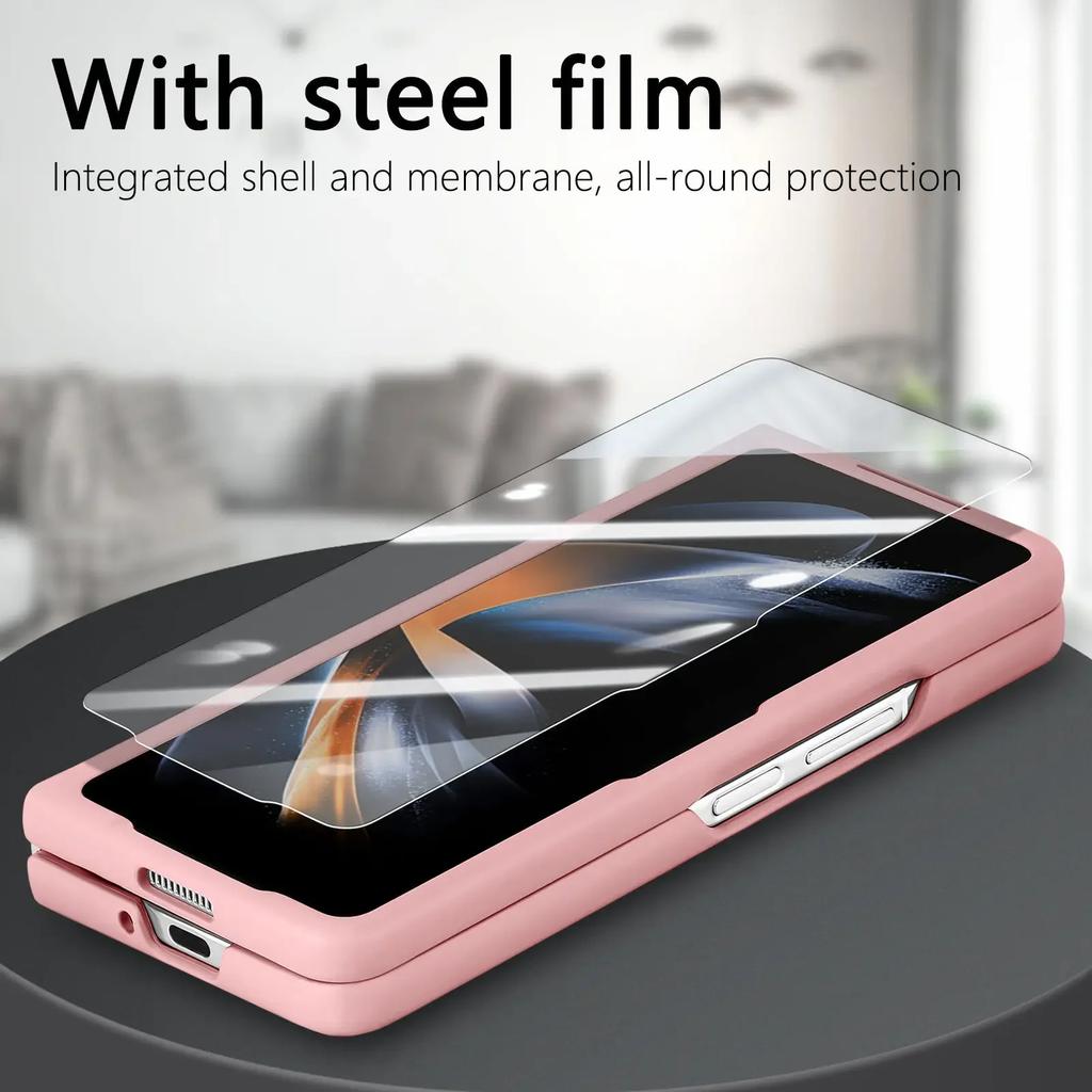Magnetic Carbon Fiber Pattern Leather Case for Samsung Galaxy Z Fold 6 Fold5 4 Electroplated Frame Shell Film Integrated Cover