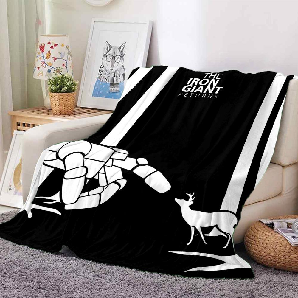 1pc Iron Giant Adventure Flannel Throw Blanket - HD Printed Lightweight Soft Warm All-Season Blanket for Sofa, Bed, Travel105 130cmx150cm
