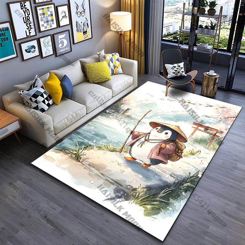 Pinguin Reisender friedliche Naturreise Teppich Yoga Wohnzimmer Raumdekoration Kinder Krabbeldecke Fußmatte Bereichsteppich