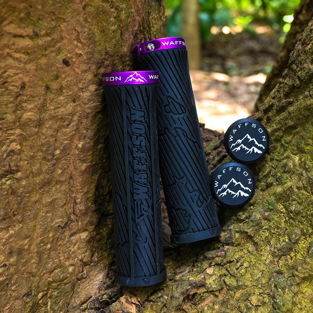 WFS World Map MTB Grips Single Clamp Ergonomic Mountain Bike Handlebar Grips Comfortable Vibration Damping for and Downhill Black and Purple Lock-On –