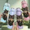 1PC Dark Wolf Head Ornament Art 750ml Color Plastic Sports Water Bottle Leakproof Flip Straw Lid Suitable for Sports Office Home Use
