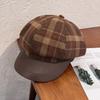 Retro Grid Wool Blended Cap Women Sunshade Cozy Wear Girl Travel Hat Supplies