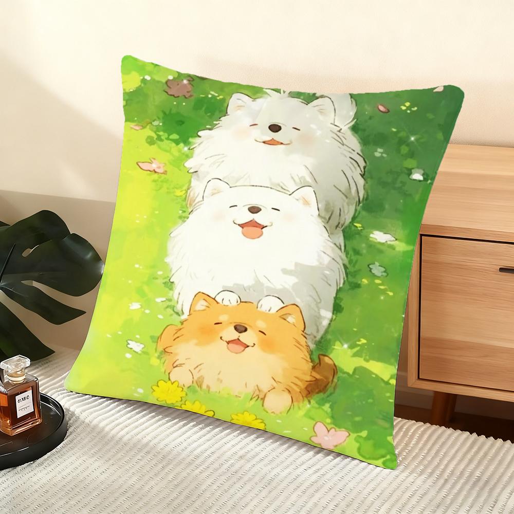 Cartoon drawing animal Cushion Cover Silky Short Plush Home Sofa Cushion Cover - Invisible Zipper Home Decoration