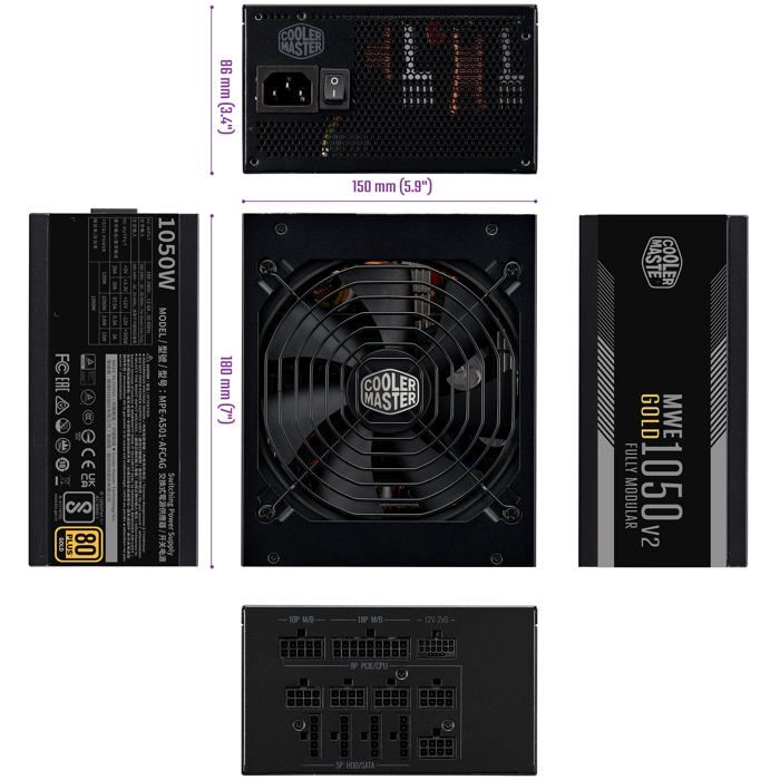 Alimentation - Cooler Master - MWE Gold 1050 V2 - 100% Modulaire - 80 Plus Gold - PCIe 5.1