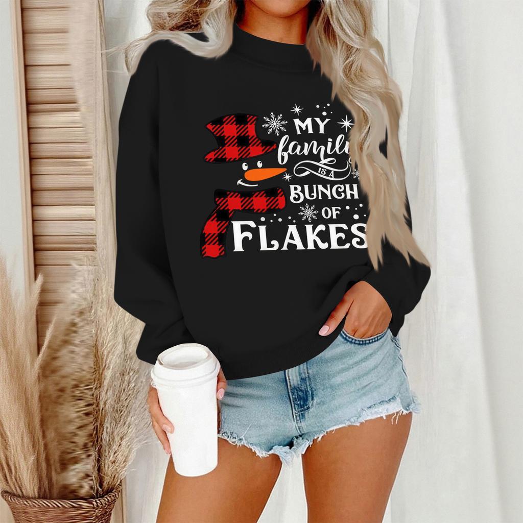 Women's Casual Fashion Round Neck Long Sleeve Christmas Printed Sweatshirt