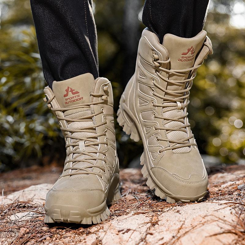 Outdoor New High-top Hiking Shoes Outdoor Platform Combat Training Military Boots Extra Large Size Wide Head Hiking Shoes