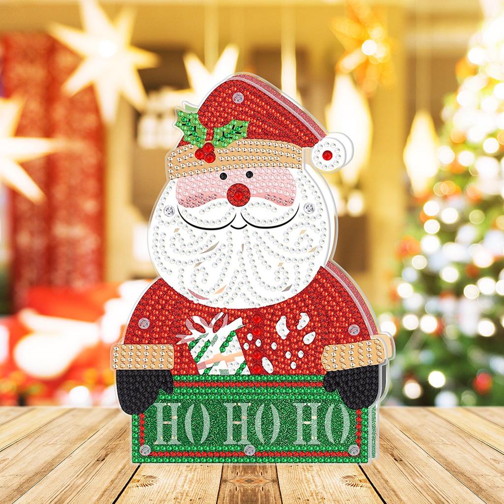 DIY Diamond Painting LED Light Christmas Tree Snowman Drawing Kit Bedside Night Light Drilling Arts Crafts Lamp Xmas Home Decor