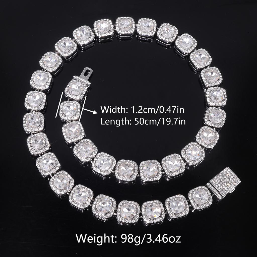 Shiny Round Rhinestone Hip Hop Tennis Chain Bracelet Necklace Set for Women Men Jewelry Gift