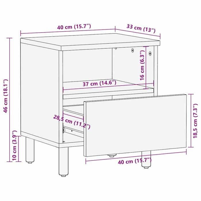 VidaXL Table de chevet noir 40x33x46 cm bois d'ingénierie, table d'appoint, armoire de lit, table d'appoint pour chambre, 4017655