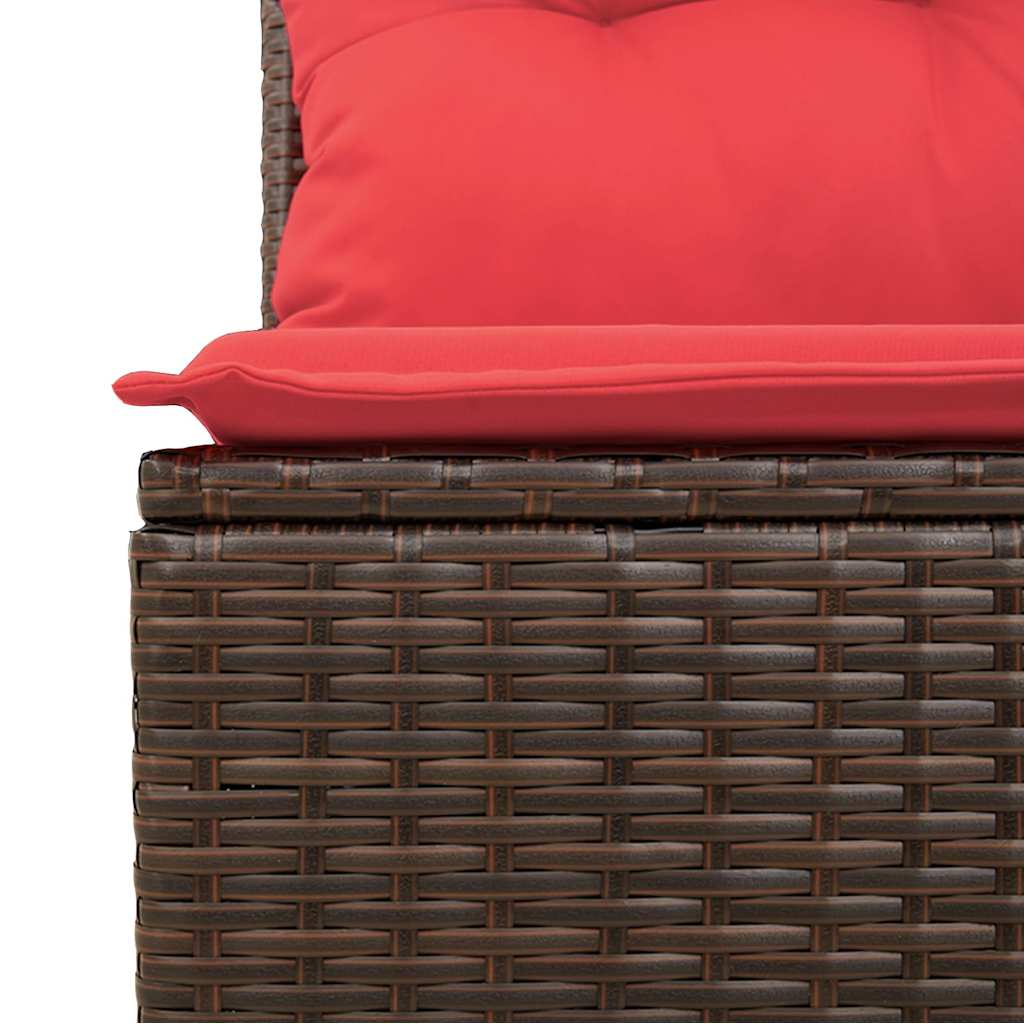9 Piece Garden Sofa Set with Cushions Brown Poly Rattan