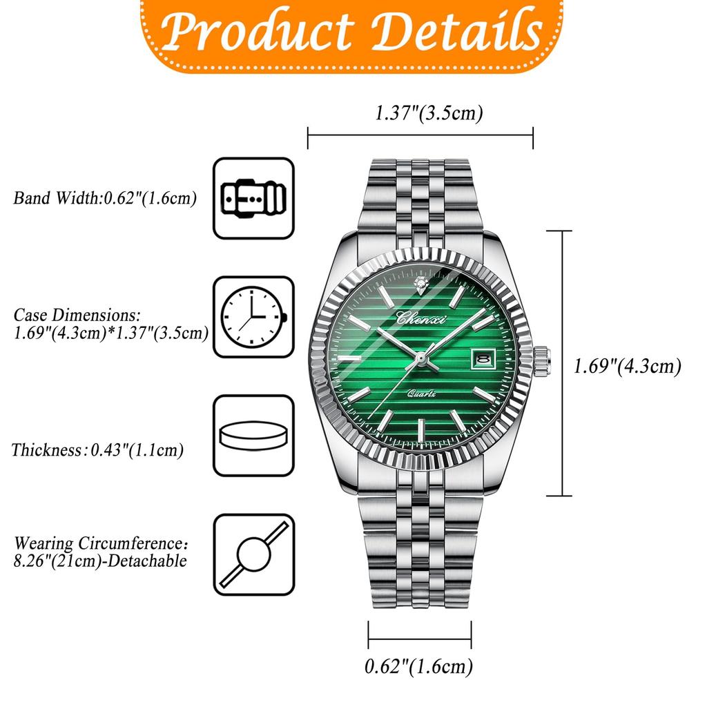 Ceas analogic argintiu cu oțel inoxidabil luminos 3ATM rezistent la apă cuarț și modă perfect pentru sau ca un cadou pentru el Afișaj oțel pentru bărbați, Calendar,