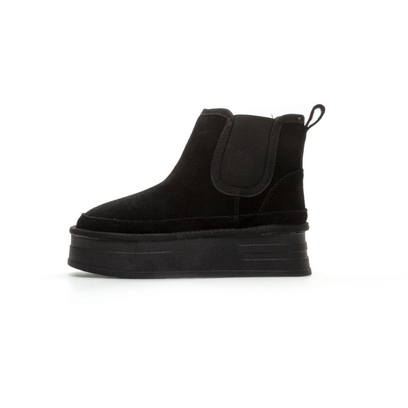 

Chelsea muffin thick-soled leather snow boots for women s winter new casual and comfortable medium tube thermal cotton boots for women 35 чёрный