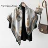 VICTORIA&VERA British Style Mulberry Silk Printed Scarf V828ZS02