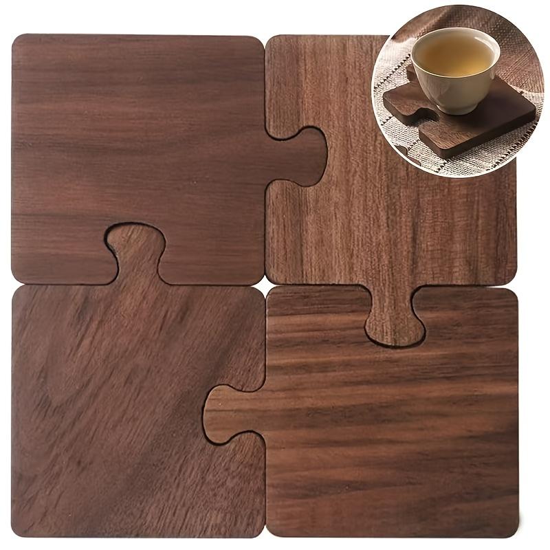 1PC Insulated wooden cup holder/tea mat. Vintage wooden puzzle coaster, suitable for office desks, bars, and home décor.