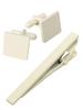 Tabarat Tie Pin and Cufflink Colored Pin and Colored Made In Japan Set, Cufflinks, Flat, Men's, (Ivory)