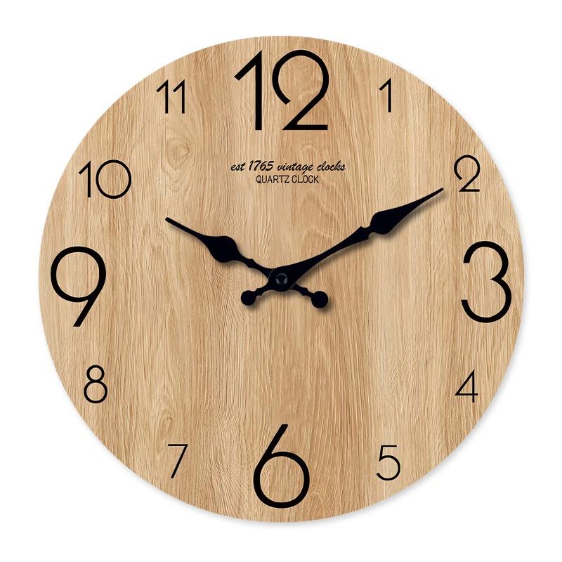 Modern Imitation Wood Grain Texture Pattern Wooden Wall Clock, Living Room Bedroom Kitchen Home Decoration Wall Clock, 10 Inches 12 Inches  No Battery