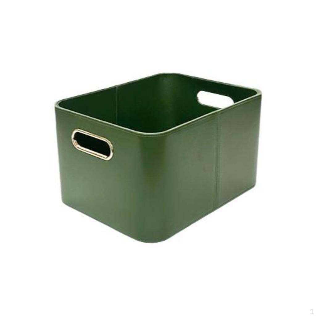 Storage Basket, Leather Organizer Bin with Handle, Desktop, Living Room, Brown 26.5x20.5x14.5cm Warm