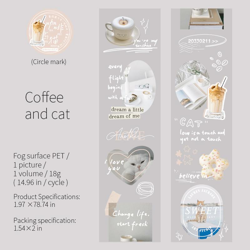 6 Styles 50mm*200cm Poems For Coffee Series Tape Decorative Sticker Labels Decorative Diary Album Junk Journal Supplies