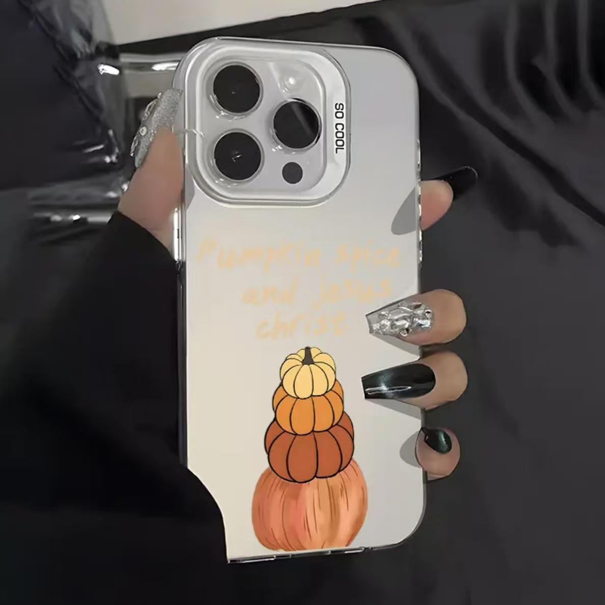 

Silver Pumpkin Color Case for Apple Phone 17/16/15 Pro, 14 Pro Max, 13, 12 16