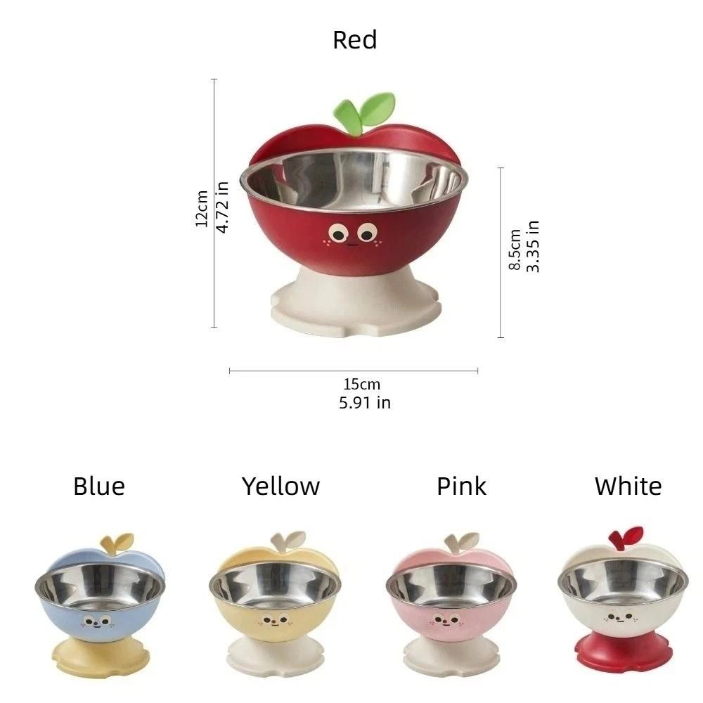 High-Legged Cat Feeding Bowl Anti-Slip No Spill Stainless Steel Dog Bowl Removable Large-Capacity Raised Bowl