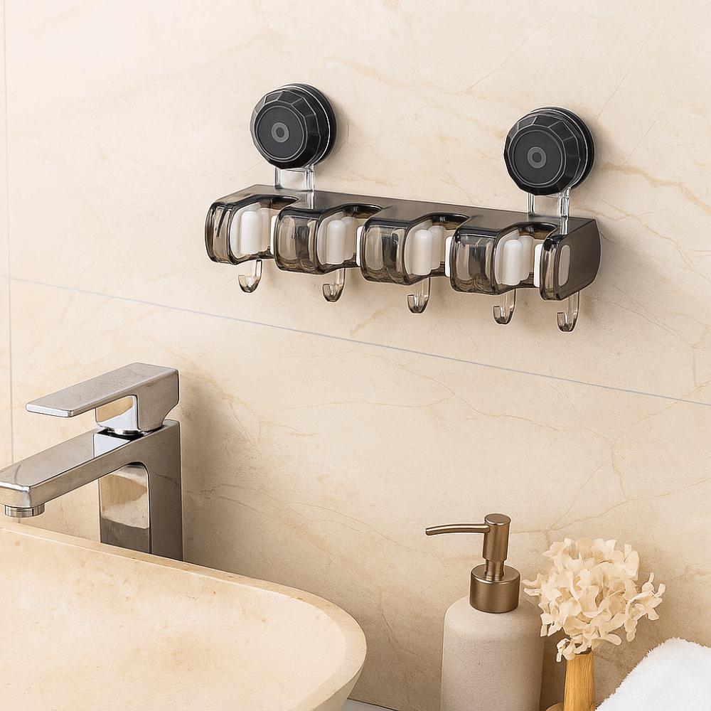 Practical Free Hole Mop Clip Multi-Purpose Wall Mount Suction Cup Hooks Light Luxury Plastic Bathroom Storage Hooks Kitchen