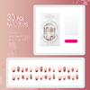 30-Piece Red French Manicure Set: European & American 3D Flower Cat Eye Almond Nails with Gilded Accents