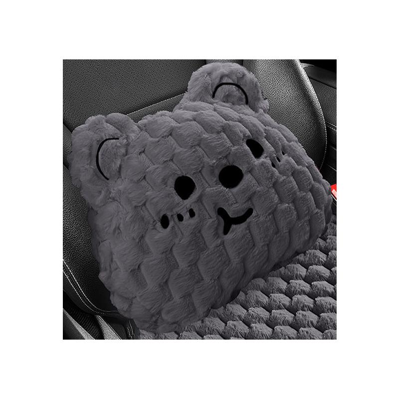New Cartoon Bear Car Seat Cushion Winter Plush Warm Thickened Anti-slip Seat Cover Cute Ladies Universal Car Accessories