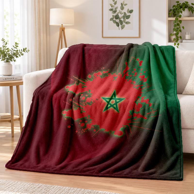 Morocco Football Printed Flannel Blanket Warm Comfort Bed Throw For Indoor Home Decoration