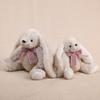 Huggable Plush Bunny Toy Stuffed Plaid Bow Rabbit Plushie Simulation Animal Doll Home Living Room Bedroom Decoration Birthday Gift