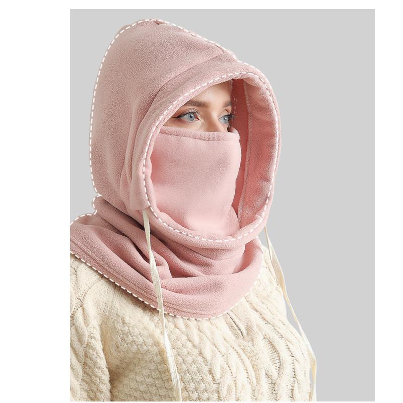 Unisex Winter Flannel Hood - Windproof Mask with Drawstring, Motorcycle Riding Headgea Warm Cap Cold Weather