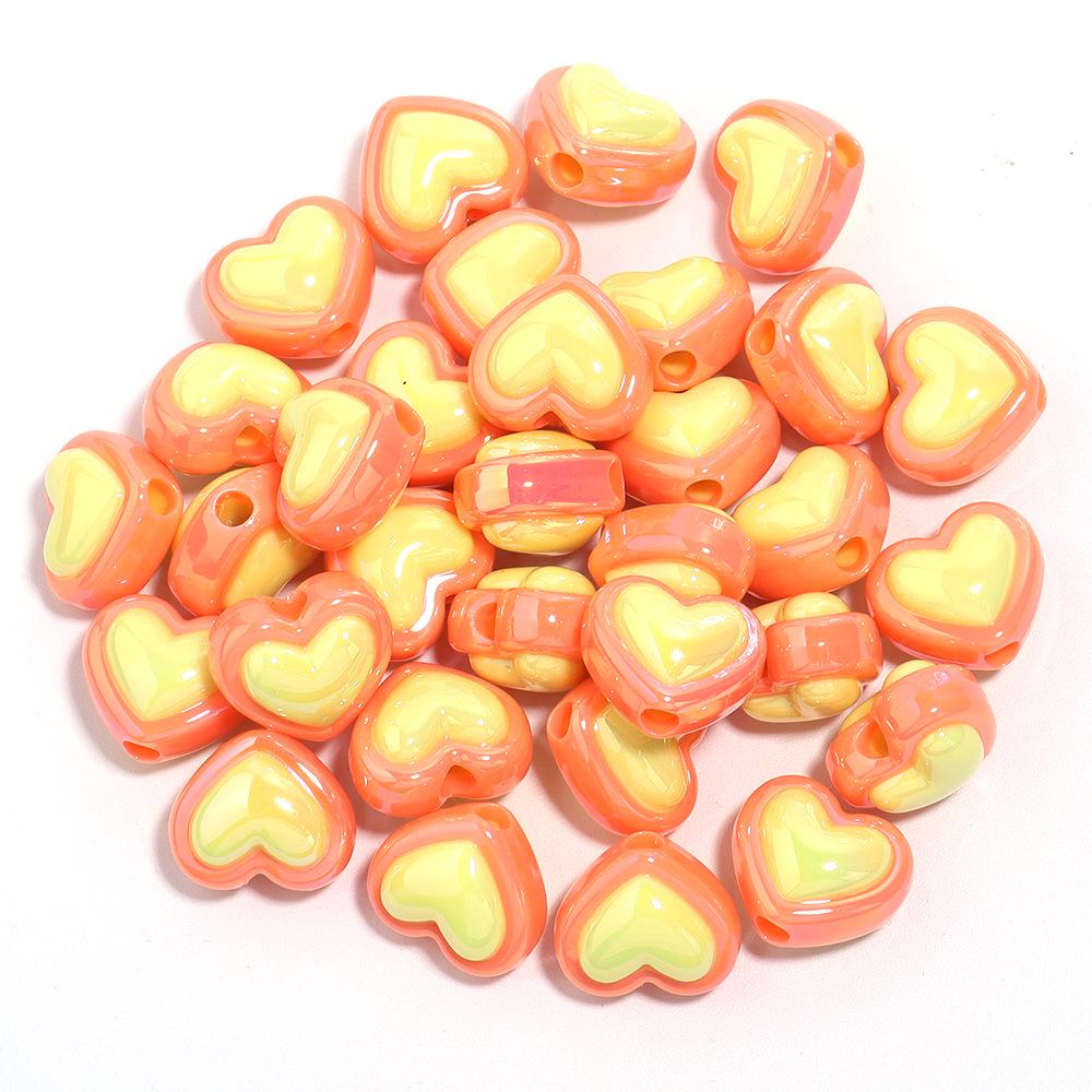 10-Pack Acrylic UV-Plated Two-Color Peach Heart Bead Phone Chain Pendant