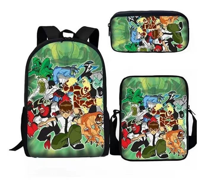 Less Hacker Backpack Ben 10 Student School Bag Anime Cartoon Backpack Lunch Bag Satchel Pencil Case
