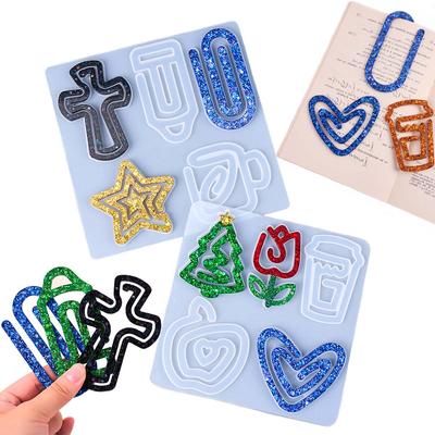 DIY Crystal Epoxy Resin Bookmark Silicone Mold Christmas Tree Paperclip Holder Mirror Glossy Stationery Crafts for Office Decor