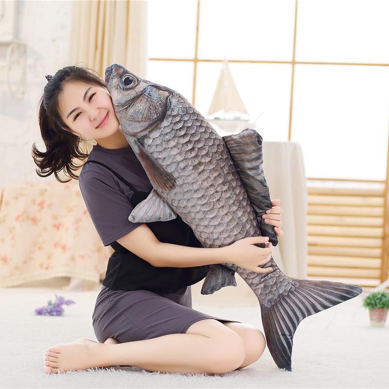 3D simulation carp grass carp throw pillow doll creative spoof plush toy wholesale rag doll girl birthday gift