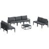 8 Piece Garden Sofa Set with Cushions Black Steel