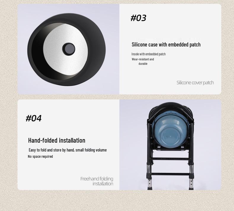 Mobile Folding Toilet Chair for Elderly, Disabled, or Pregnant Users with Reinforced Lifting Feature