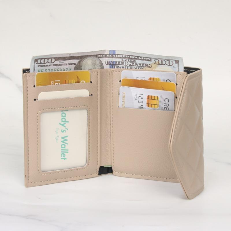 Simple student short wallet wallet niche diamond design multi-card women's small square bag change bag