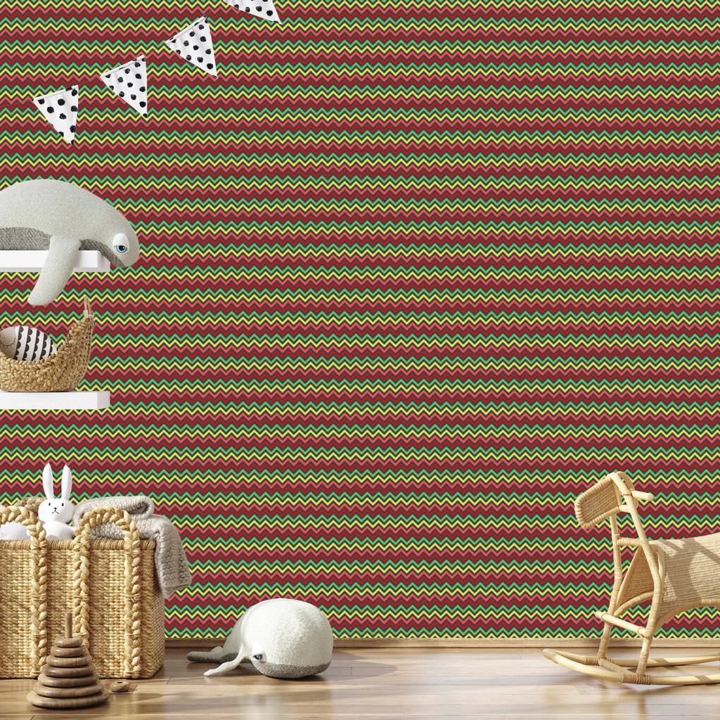 Zigzag Red and Orange Wallpaper for Living Room and Bedroom 50x1000