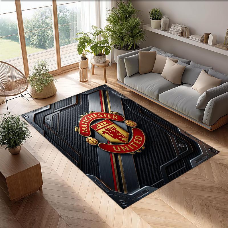 Tappeto in Flanella Stampato Manchester United Antiscivolo Morbido Poliestere Tappeto per Pavimento Tappetino Decorativo per Interni per Camera da Letto Soggiorno Divano