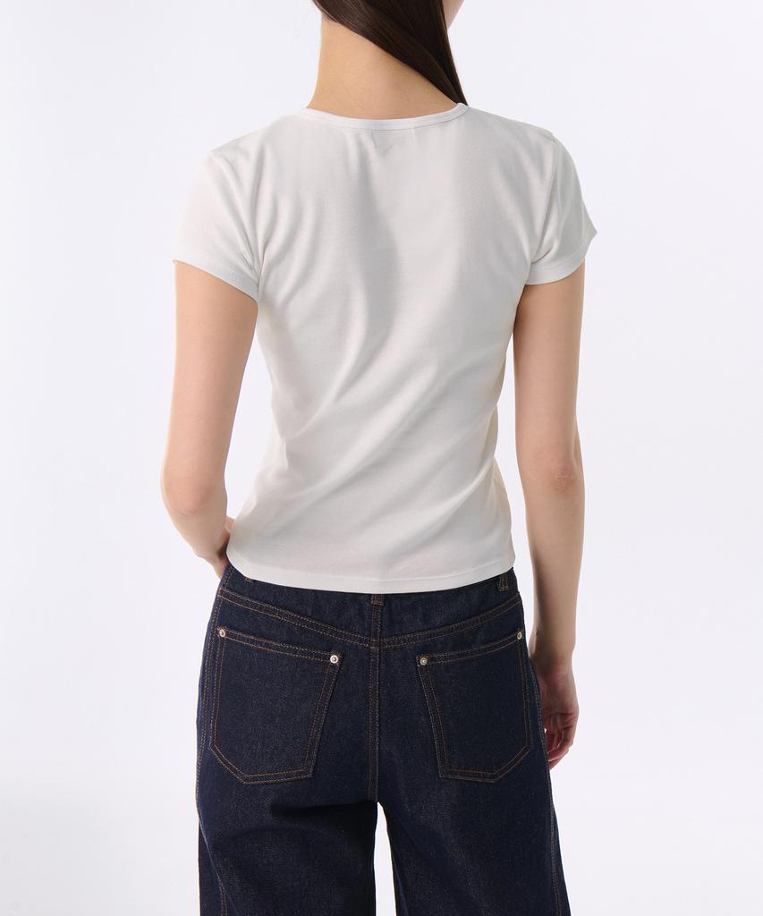 MUSINSA STANDARD WOMAN Women'S Slim Crew Neck Button T-Shirt [White]