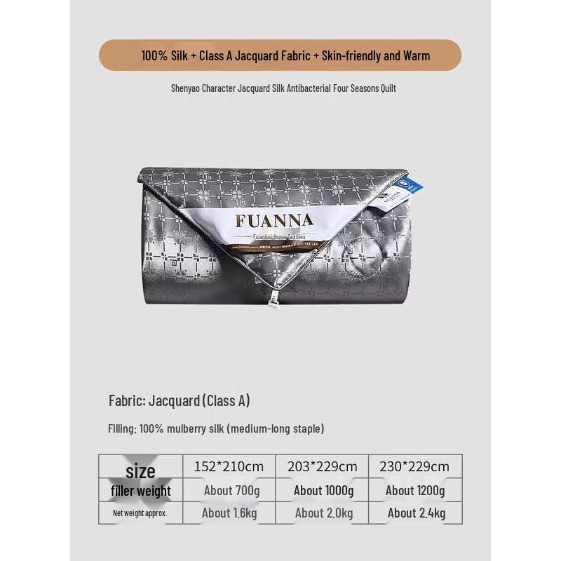 FUANNA Jacquard Antibacterial Tussah Silk Comforter