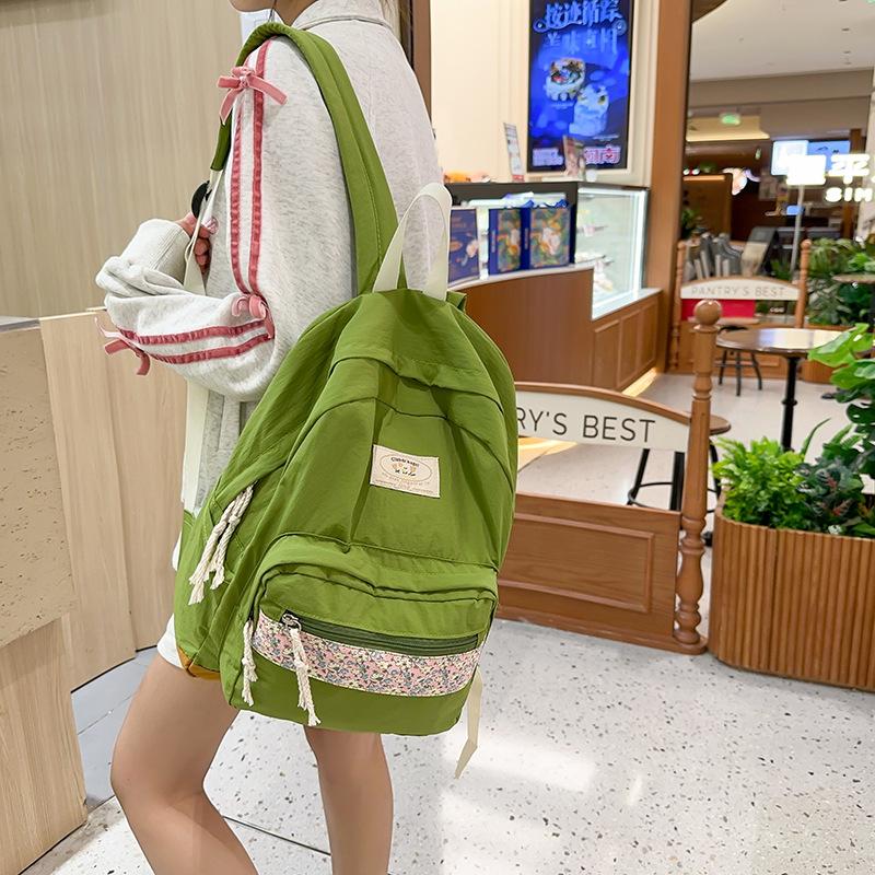 Рюкзак женский маленький цветочный лоскутный студенческий рюкзак большой емкости зелёный — фото 15