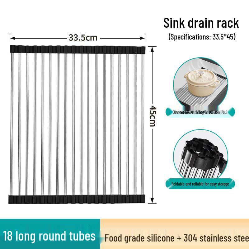 Foldable Rust-Proof Kitchen Sink Rack: No-Drill Dish and Bowl Storage Basket