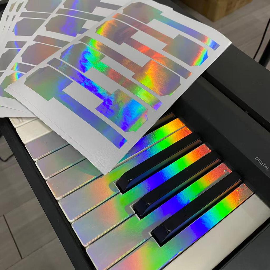 Färgglatt tangentbordsfilm med lasertangentklistermärken - Skydd för piano & Klistermärken för vita tangenter.