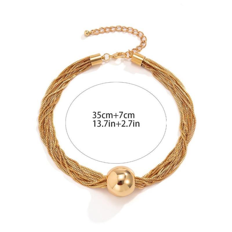 1pc Multi-layer Chain Necklace, Large Round Beads Fashion Pendant, Women's Personalized Jewelry