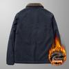 Winter casual men's velvet thickened lapel military uniform middle-aged cotton-padded coat loose lamb wool cotton coat