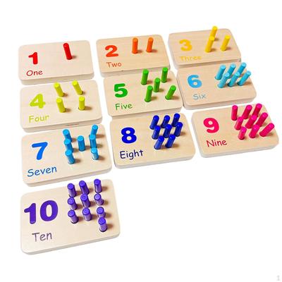 Wooden Counting Number Peg Board Early Learning Durable Educational Preschool for Babies Children
